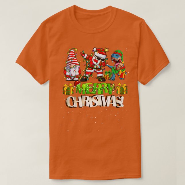 T-shirt Joyeux Noël Dabbing Père Noël Gnomes Christmas Din (Design devant)