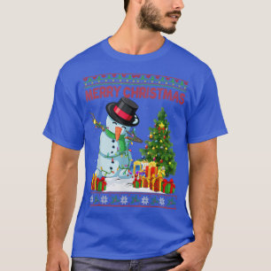 T-shirt Joyeux Noël Dabbing Snowman Xmas Lumières Arbre F