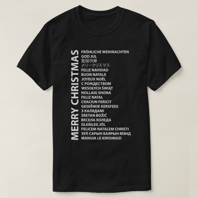T-shirt Joyeux Noël Dans Différents Pays Langue (Design devant)