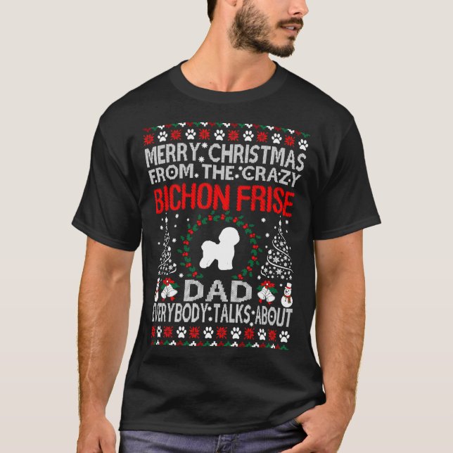 T-shirt Joyeux Noël De Bichon Frise Papa Cadeau (Devant)
