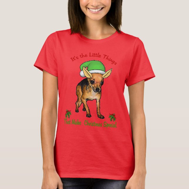 T-shirt Joyeux Noël de Chihuahua (Devant)
