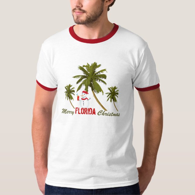 T-shirt Joyeux Noël de la Floride, bonhomme de neige sous (Devant)