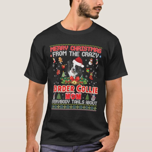 T-shirt Joyeux Noël De La Frontière Collie Chien Maman Eve (Devant)