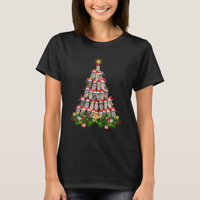 T-shirt Joyeux Noël de l'arbre de Noël de hibou (Devant)