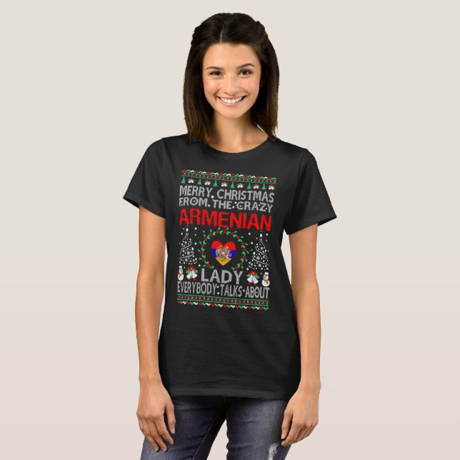 T-shirt Joyeux Noël de Madame arménienne Ugly Sweater (Devant entier)