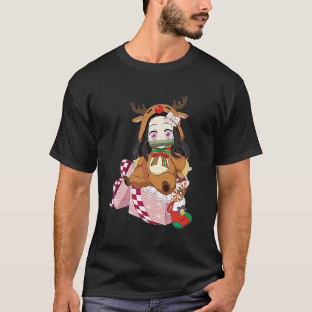 T-shirt Joyeux Noël De Nezuko Kamado Demon Slayer (Devant)