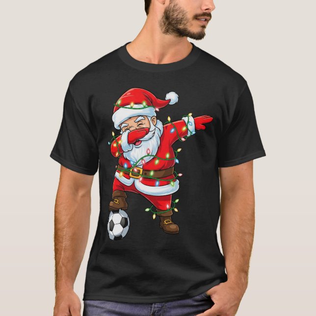 T-shirt Joyeux Noël de Noël en Dabbing Père Noël Soccer (Devant)