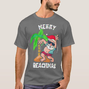 T-shirt Joyeux Noël De Plage En Juillet Funky Père Noël Xm