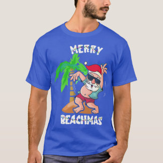T-shirt Joyeux Noël De Plage En Juillet Funky Père Noël Xm