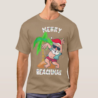 T-shirt Joyeux Noël De Plage En Juillet Funky Père Noël Xm
