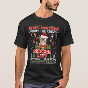 T-shirt Joyeux Noël De Shichon Dog Lady Everybod