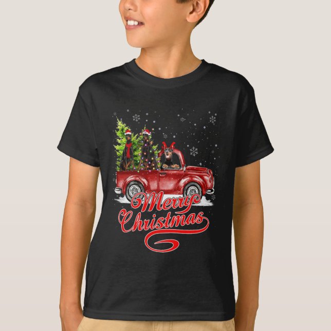 T-shirt Joyeux Noël Doberman Chiens Lover Père Noël Reinde (Devant)