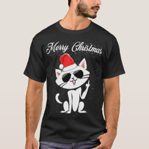 T-shirt Joyeux Noël Doigt Moyen Rude Xmas Chat Vilain