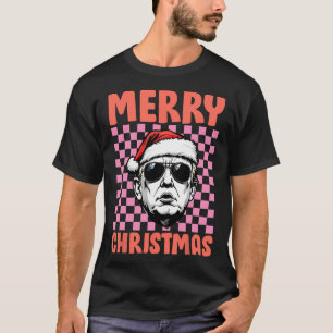 T-shirt Joyeux Noël Donald Trump Père Noël À damiers Holid