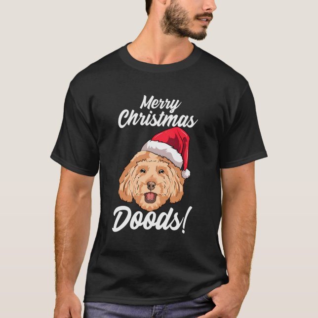 T-shirt Joyeux Noël Dosettes Funny Goldendoodle Maman Papa (Devant)