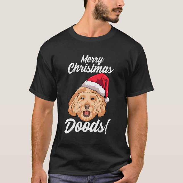T-shirt Joyeux Noël Dosettes Funny Goldendoodle Maman Papa (Devant)