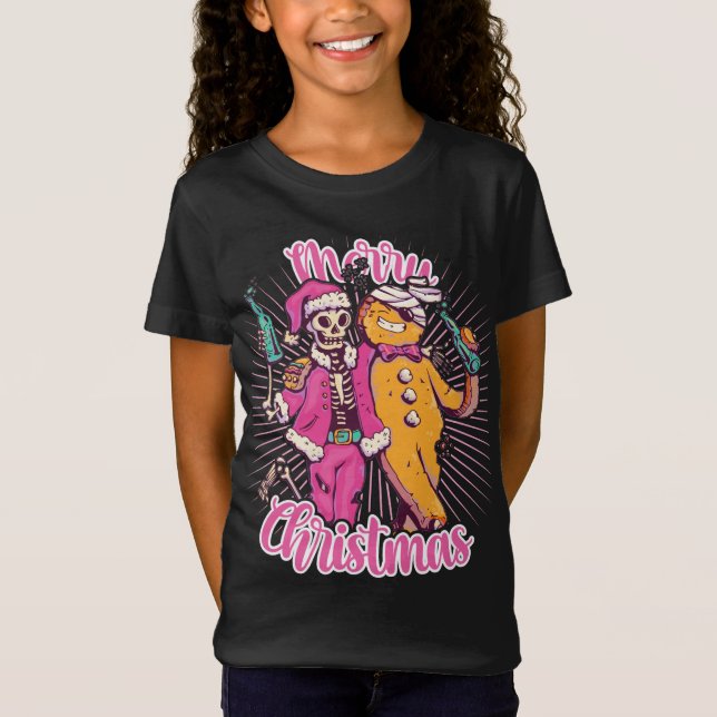 T-Shirt Joyeux Noël Doux moche Skeleton Père Noël Ginger (Devant)