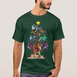 T-shirt Joyeux Noël Dragon Arbre de Noël Ornement Lig