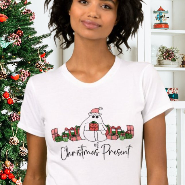 T-shirt Joyeux Noël drôle et mignon (Cute Modern Humor Cartoon Ghost Of Christmas T-Shirt )