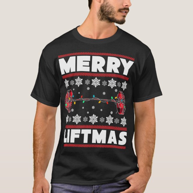 T-shirt Joyeux Noël Drôle Gymnase de Noël Fitness Fitness (Devant)