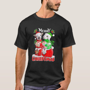 T-shirt Joyeux Noël Drôle Mignonne Moutons Père Noël Costu