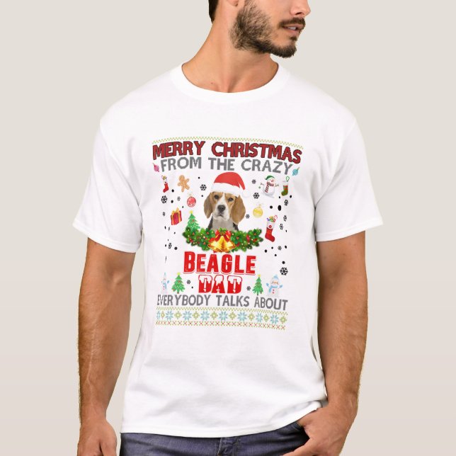 T-shirt Joyeux Noël Du Père Beagle fou Papa Everybod (Devant)