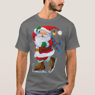 T-shirt joyeux Noël du Père Noël Patinage sur glace
