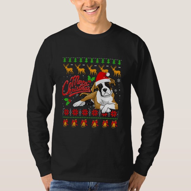 T-shirt Joyeux Noël Éclairage Boxer Moche Noël  (Devant)
