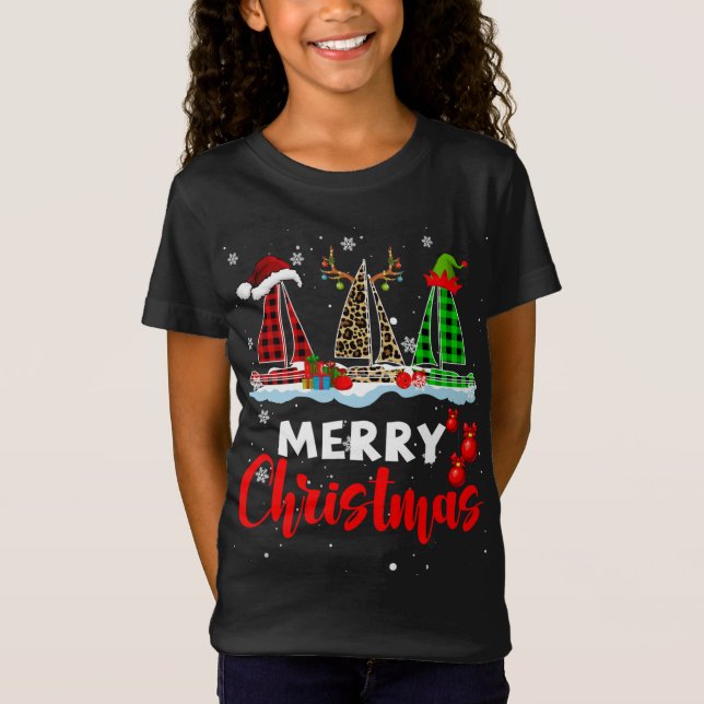 T-Shirt Joyeux Noël ELF Reindeer Père Noël Plaid Leopard S (Devant)