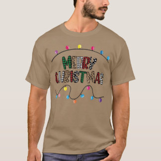 T-shirt Joyeux Noël Empreinte de léopard Christmas Lights