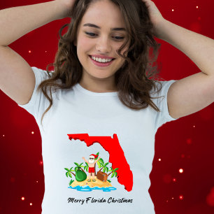 T-shirt Joyeux Noël en Floride ! Père Noël et palmiers
