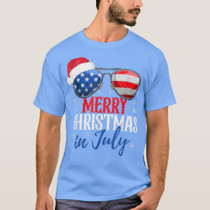 T-shirt Joyeux Noël En Juillet Drapeau Américain Père Noël