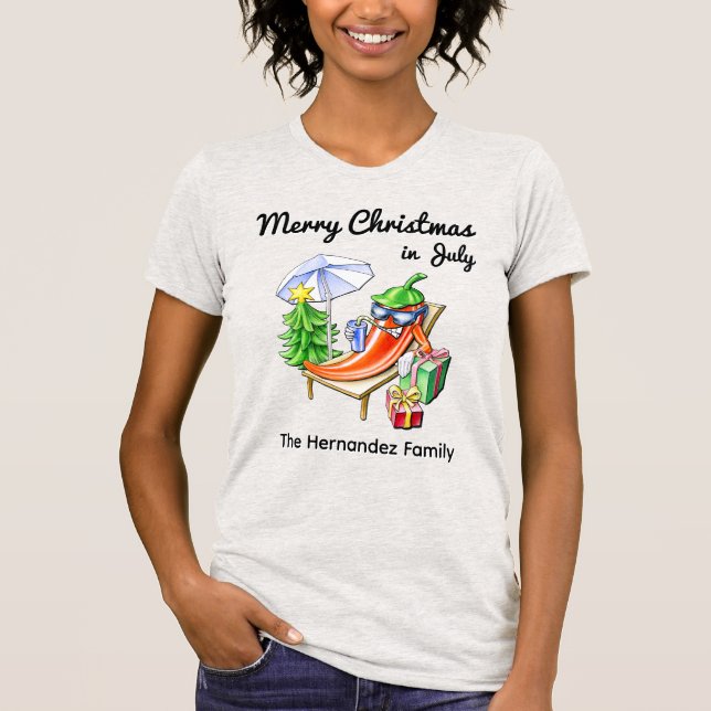 T-shirt Joyeux Noël en Juillet Fun été personnalisable (Devant)