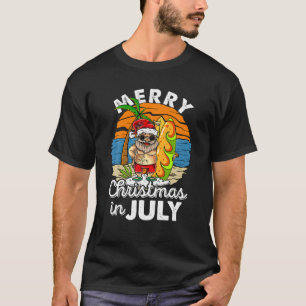 T-shirt Joyeux Noël En Juillet Père Noël At The Beach D