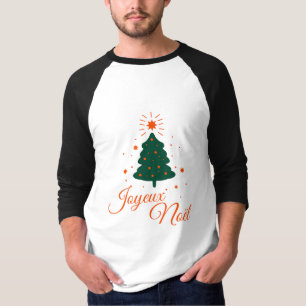T-shirt Joyeux Noël en rouge : sapin classique et joyeux
