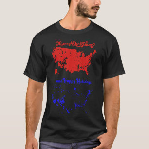 T-shirt Joyeux Noël Et Joyeuses Fêtes Carte Usa Festive