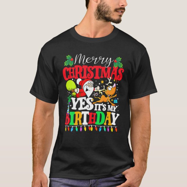 T-shirt Joyeux Noël et oui c'est mon anniversaire Noël Gar (Devant)