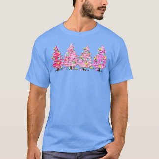 T-shirt joyeux Noël femmes arbre rose léopard de Noël