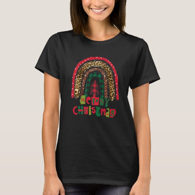 T-shirt Joyeux Noël Femmes Filles Arbre Rouge Noël L (Devant)