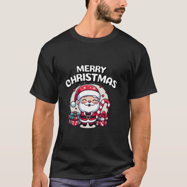 T-shirt Joyeux Noël Femmes Hommes Enfants Mignonne Père No (Devant)