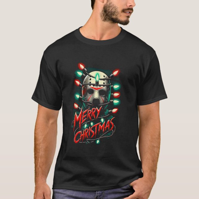 T-shirt Joyeux Noël Festif Slasher Sucre de canne Menace (Devant)