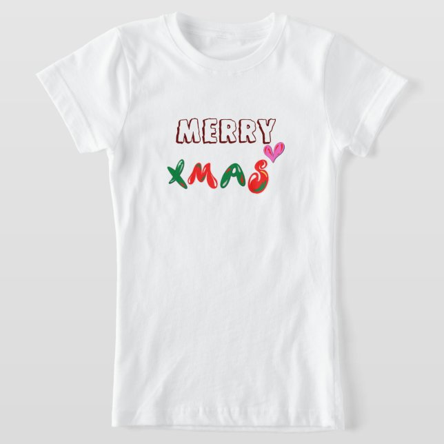 T-Shirt Joyeux Noël Filles Blanc (Poser)