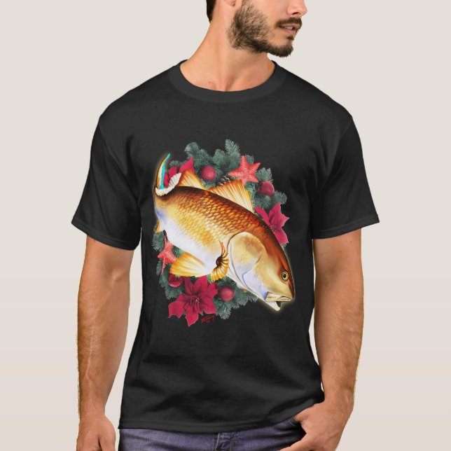 T-shirt Joyeux Noël Fishmas Drôle Pêche (Devant)