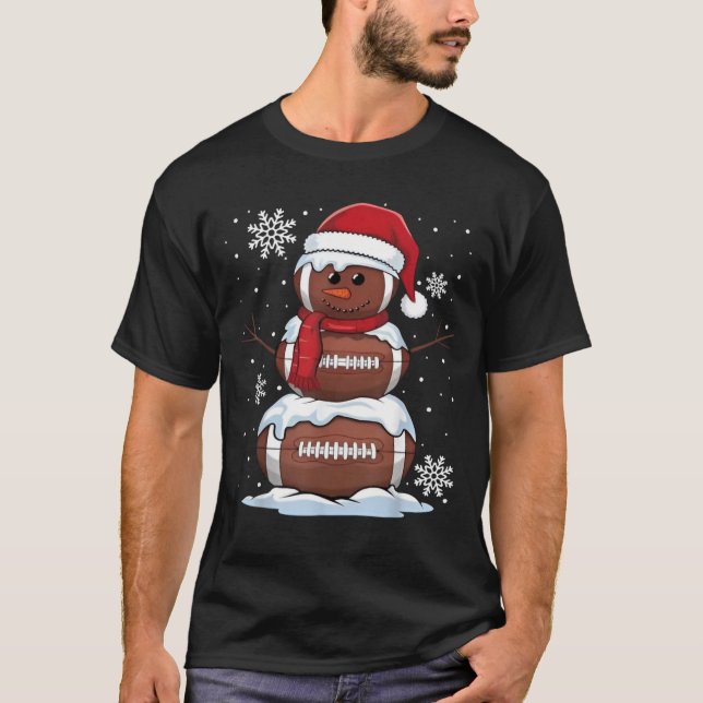 T-shirt Joyeux Noël Football Snowman Holiday Sports Xm (Devant)
