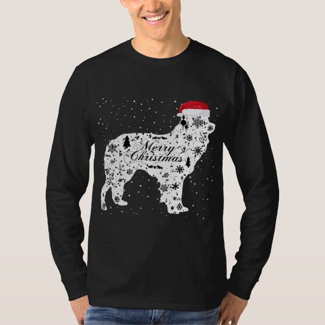 T-shirt Joyeux Noël Frontière Collie Chien Noël (Devant)