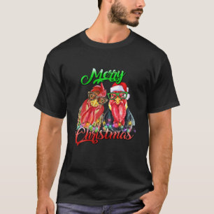 T-shirt Joyeux Noël Funky Roosters Agriculture Poulets Lig
