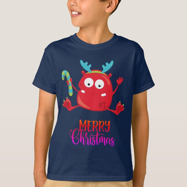 T-shirt Joyeux Noël | Funny Red Monster (Devant)