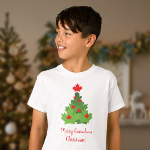 T-shirt Joyeux Noël Garçons Drapeau Feuille d'Érable Canad