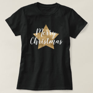 T-shirt Joyeux Noël Gold Star Black