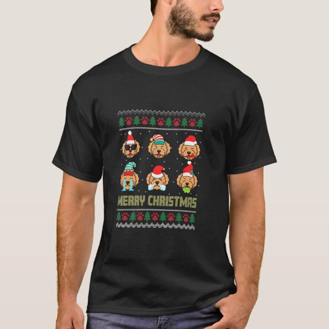 T-shirt Joyeux Noël Golden Doodle Chien laide Noël Père No (Devant)